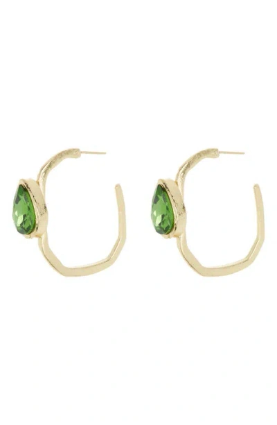 Area Stars Teardrop Crystal Hoop Earrings In Green