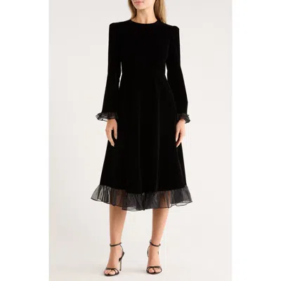 Area Stars Terra Long Sleeve Fit & Flare Midi Dress In Black