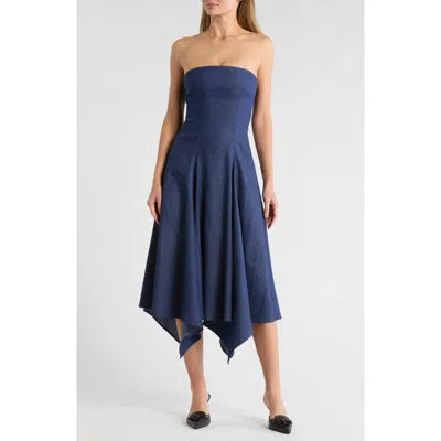 Area Stars Tia Strapless Midi Dress In Blue