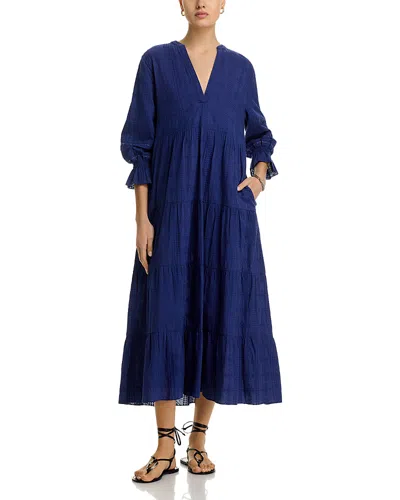 Area Stars Tonal Embroidery Midi Dress In Blue