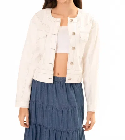 AREA STARS TOP STITCH ARI BARN JACKET IN WHITE