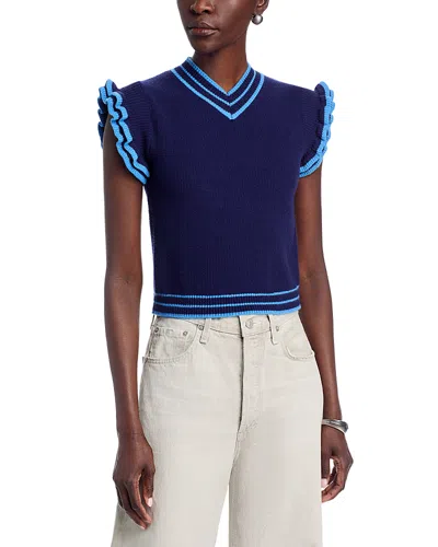 Area Stars Trim Knit Top In Blue
