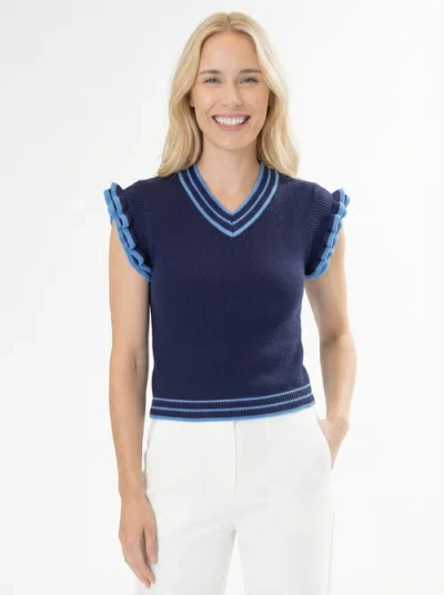 Area Stars Trim Knit Top In Blue