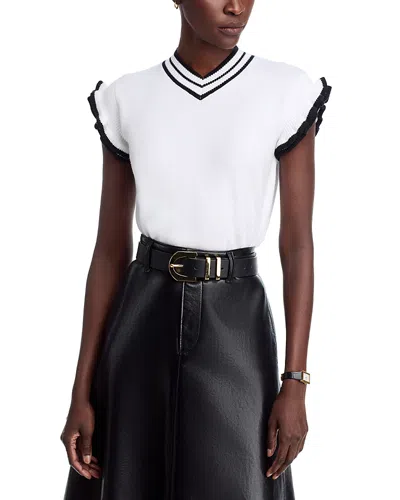 Area Stars Trim Knit Top In White