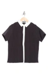 Area Stars Trini Pleated Contrast Trim Collar Blouse In Black In Black