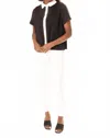 Area Stars Trini Pleated Contrast Trim Collar Blouse In Black In Multi