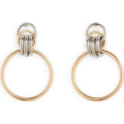 Area Stars Two-tone Frontal Hoop Drop Earrings In Gold