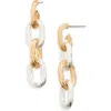 Area Stars Two Tone Oval Link Drop Earrings In Gold