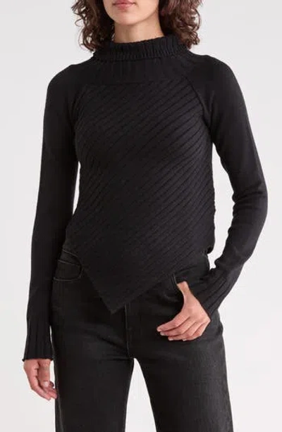 Area Stars Ursula Asymmetric Hem Mock Neck Sweater In Black