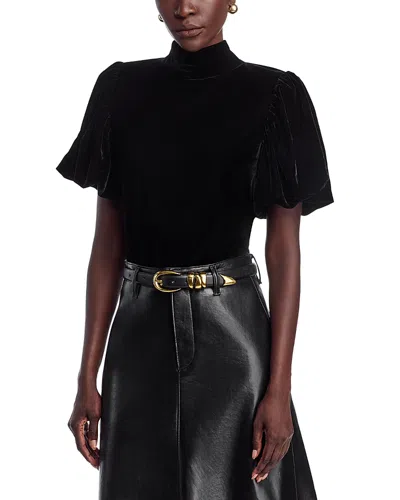 Area Stars Velvet Mock Neck Top In Black