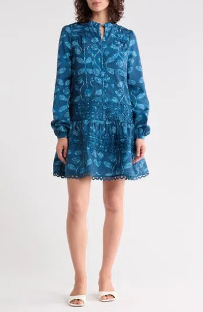 Area Stars Volta Long Sleeve Eyelet Dress In Blue