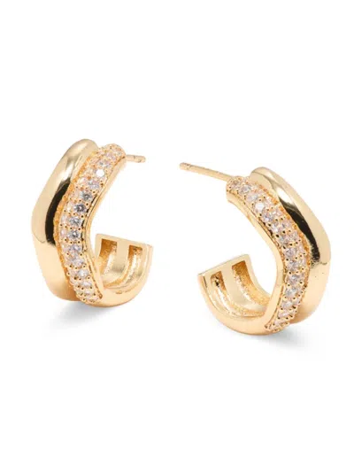Area Stars Women's 14k Goldplated & Cubic Zirconia Half Huggie Earrings In Yellow Gold