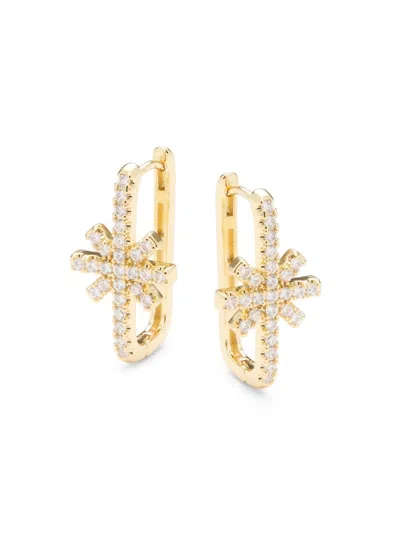 Area Stars Women's 14k Goldplated & Cubic Zirconia Rectangular Hoop Earrings In Yellow Goldtone