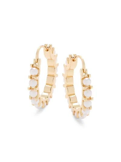 Area Stars Women's 14k Goldplated & Round Simulated Pearl Hoop Earrings In Yellow Gold