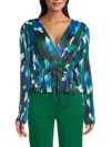 Area Stars Women's Alba Puff Sleeve Faux-wrap Around Blouse In Blue