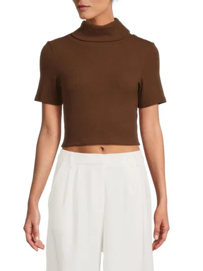 Area Stars Women's Anne Ribbed Turtleneck Crop Top In Brown