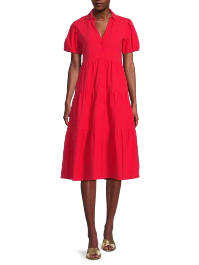Area Stars Women's Bellina Tiered A-line Midi Dress In Red