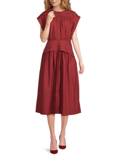 Area Stars Women's Button Down Midi Dress In Brick