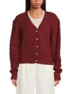 Area Stars Women's Cable-knit Button Cardigan In Burgundy