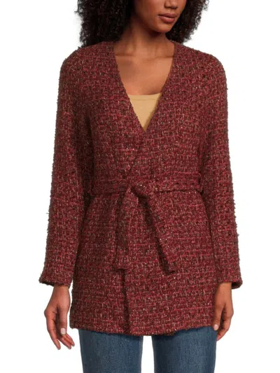 Area Stars Calla Tweed Wrap Jacket In Burgundy