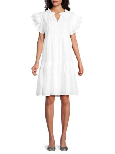 Area Stars Women's Cathy Ruffle Tiered Knee Length Dress In White