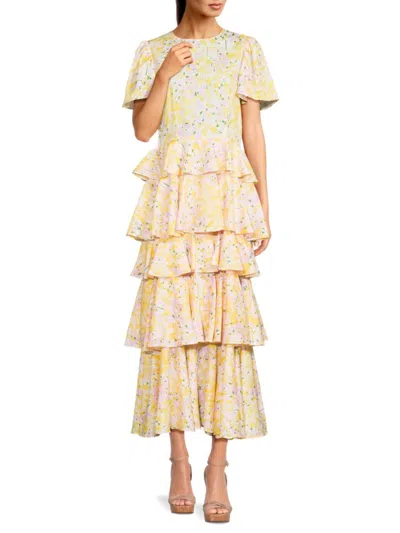 Area Stars Women's Chelsea Floral Tiered Maxi Dress In Yellow