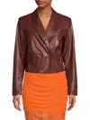 AREA STARS WOMEN'S CROPPED FAUX LEATHER JACKET