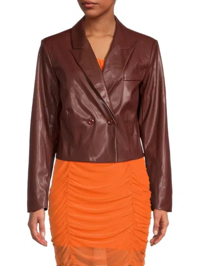 Area Stars Women's Cropped Faux Leather Jacket In Brown