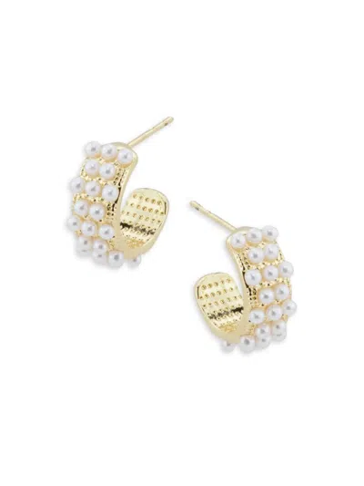 Area Stars Women's Crystal Bloom 14k Gold-dipped & Acrylic Pearl Huggie Earrings