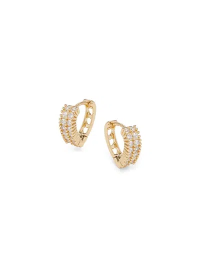 Area Stars Women's Crystal Bloom 14k Goldplated & Cubic Zirconia Huggie Earrings