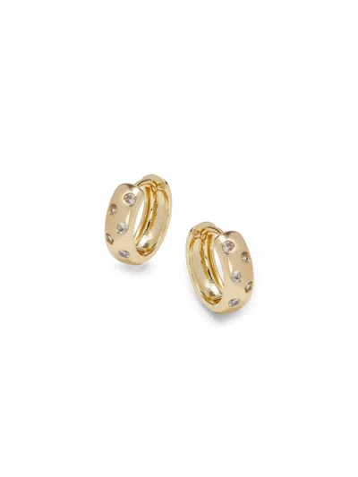 Area Stars Women's Crystal Bloom 14k Goldplated & Cubic Zirconia Huggie Earrings