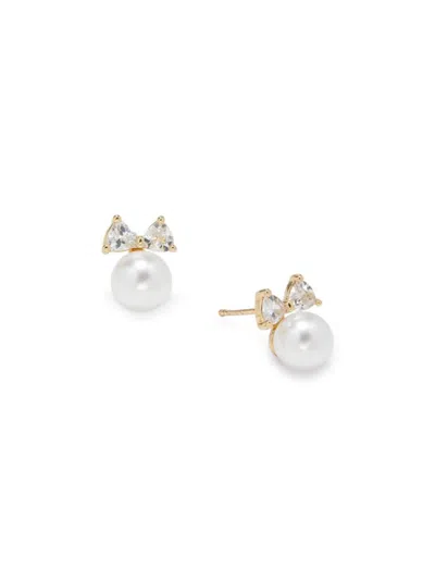 Area Stars Women's Crystal Bloom 14k Goldplated, Cubic Zirconia & Faux Pearl Stud Earrings