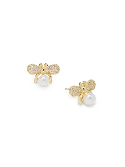 Area Stars Women's Crystal Bloom 14k Goldplated, Pearl & Cubic Zirconia Stud Earrings