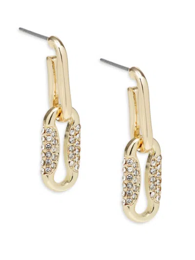 Area Stars Women's Crystal Hoop Goldtone Link Earrings
