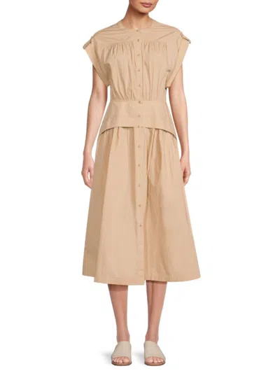 Area Stars Women's Cuff Cotton Poplin Midi-dress
