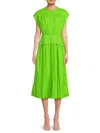 Area Stars Cuff Button Front Dress In Green