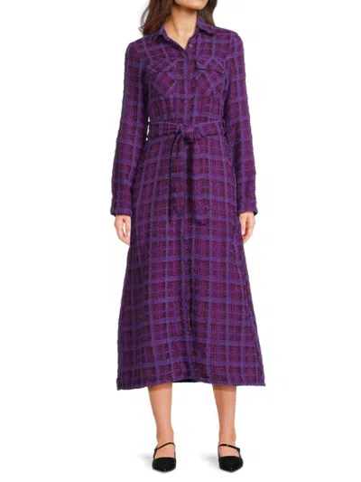 Area Stars Women's Dela Tweed Midi Shirtdress In Purple