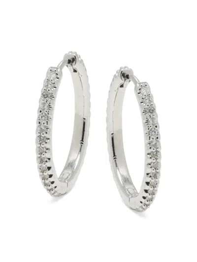 Area Stars Women's Delight 14k White Goldplated & Cubic Zirconia Pave Hoop Earrings In Silver