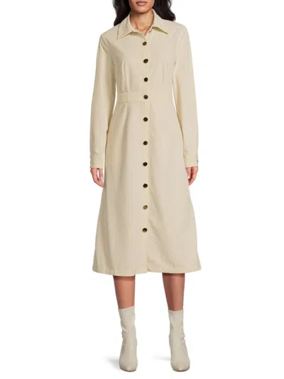 Area Stars Women's Dion Corduroy Midi-shirtdress In White