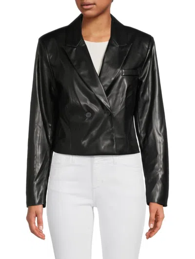 Area Stars Women's Faux Leather Cropped Jacket In Black