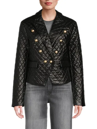 Area Stars Women's Faux Leather Quilted Jacket In Black