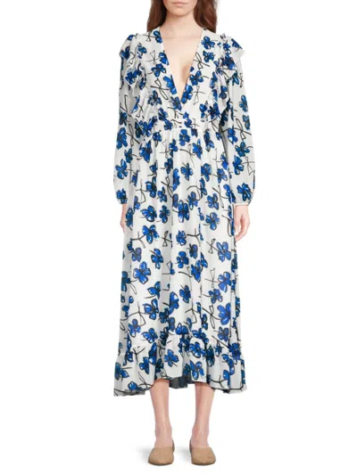 AREA STARS WOMEN'S FLORAL RUFFLE MIDI DRESS