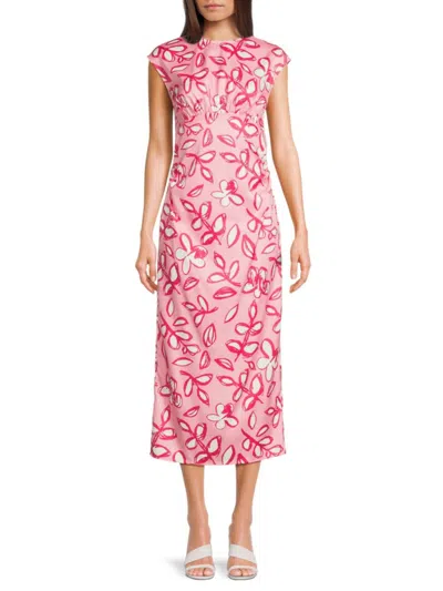 Area Stars Floral Sleeveless Midi Dress In Pink