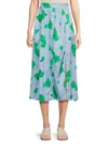 Area Stars Women's Floral Slit Midi Skirt In Light Blue