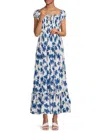Area Stars Pleated Maxi Dress In Blue Floral