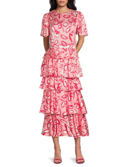 Area Stars Women's Floral Tiered Ruffle Maxi Dress In Pink