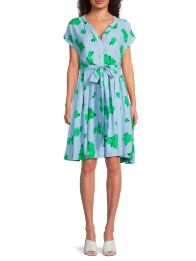 Area Stars Women's Floral Woven Belted Minidress In Blue