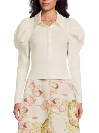 Area Stars Ford Long Sleeve Crop Polo In Ivory