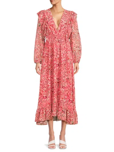 Area Stars Women's Gisele Floral & Paisley Ruffle Maxi Dress In Pink