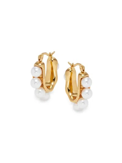 Area Stars Women's Goldtone & Faux Pearl Huggie Earrings